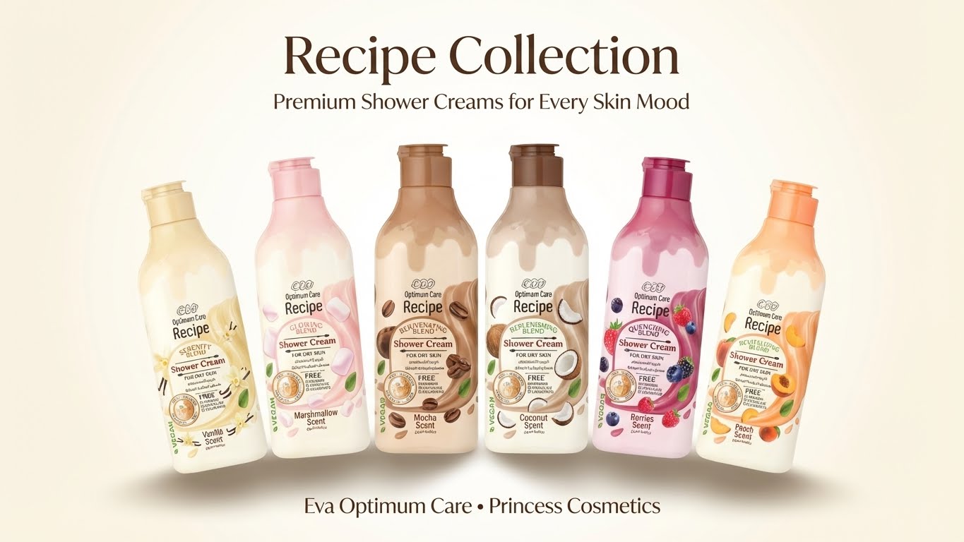 Eva Optimum Care Recipe Glowing Blend Shower Cream For Normal Skin - Marshmallow Scent 370 Ml