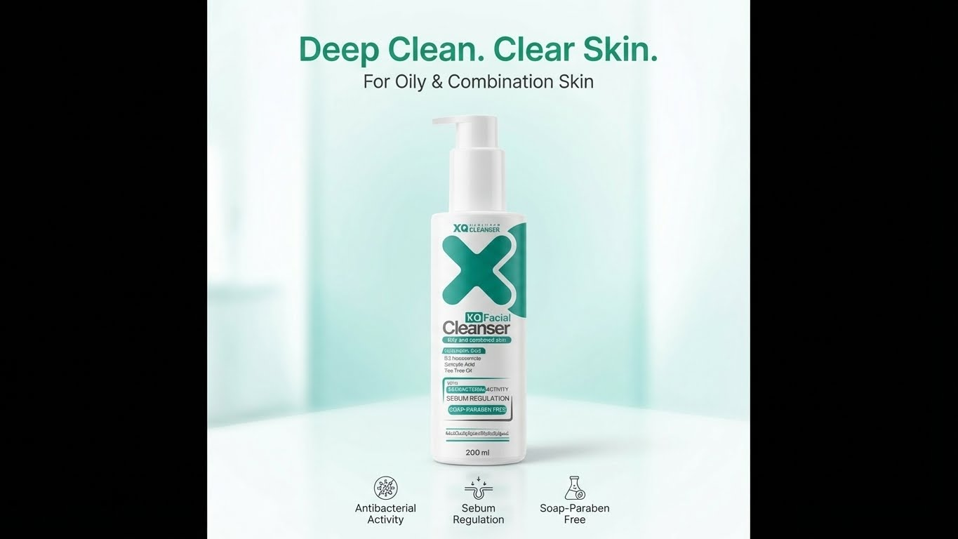XQ Face Wash for Oily & Combination Skin With Salicylic Acid, Niacinamide, Hyaluronic Acid, Tea Tree Oil Oil Control, Acne Control, Gentle Hydration 200ml