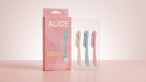 طقم شفرات حلاقة نسائية للوجه من ALICE – 3 قطع لإزالة الشعر وتقشير البشرة بلطف