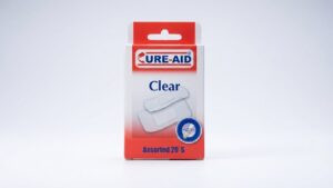 لصقات جروح شفافة من CURE-AID – مقاومة للماء ومرنة (20 قطعة)