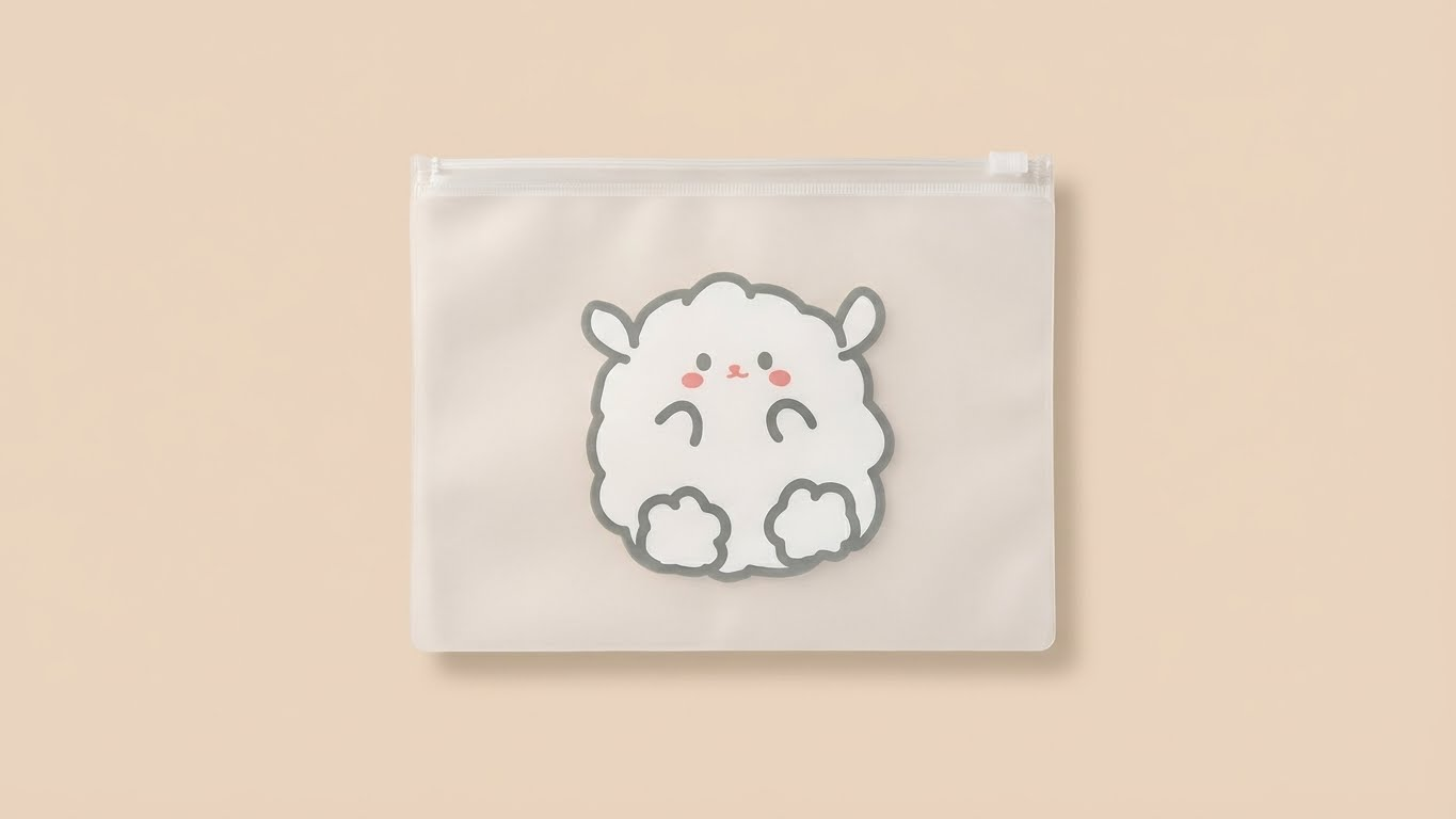 شنطة مكياج بلاستيك شفافة برسمة كيوت