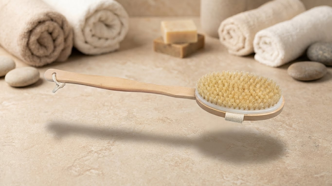 فرشاة جسم خشبية للعناية بالبشرة