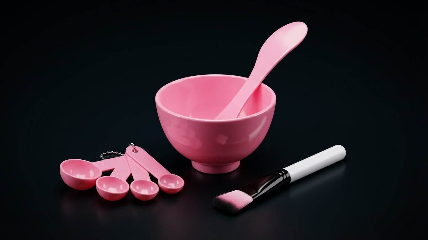 مجموعة ملاعق فرشاة خلط وعاء قناع الوجه 4 في 1 من كول بيبي للعناية ببشرة الوجه