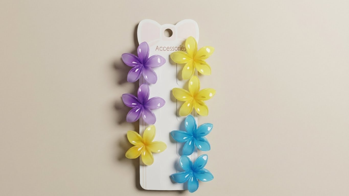 مشابك شعر بشكل وردة ملوّنة