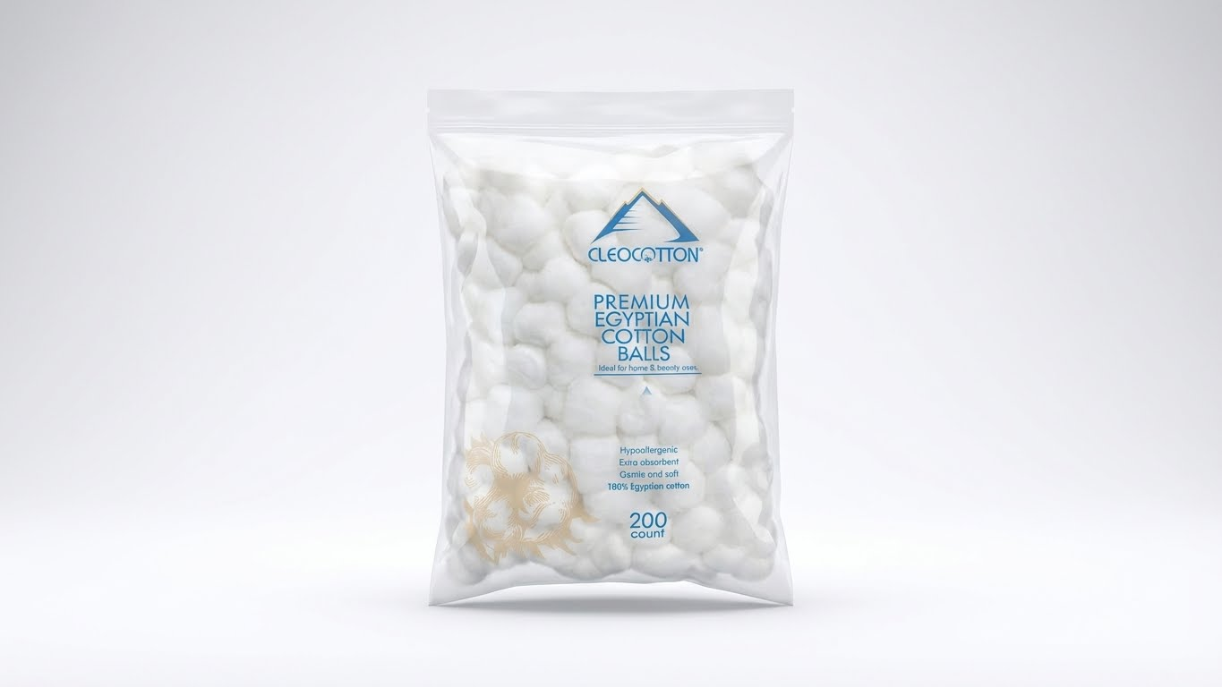 كرات قطن كليو – قطن مصري فاخر 100% ناعم ومضاد للحساسية (200 قطعة)