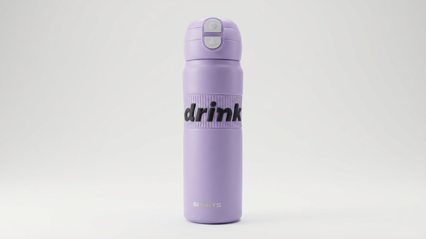 زجاجة مياه رياضية 450 مل – غطاء أمان بفتحة زر وتصميم أنيق