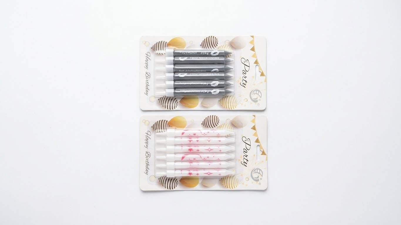 شموع عيد ميلاد Party – تصميم أسود مطفي / أبيض بنجوم