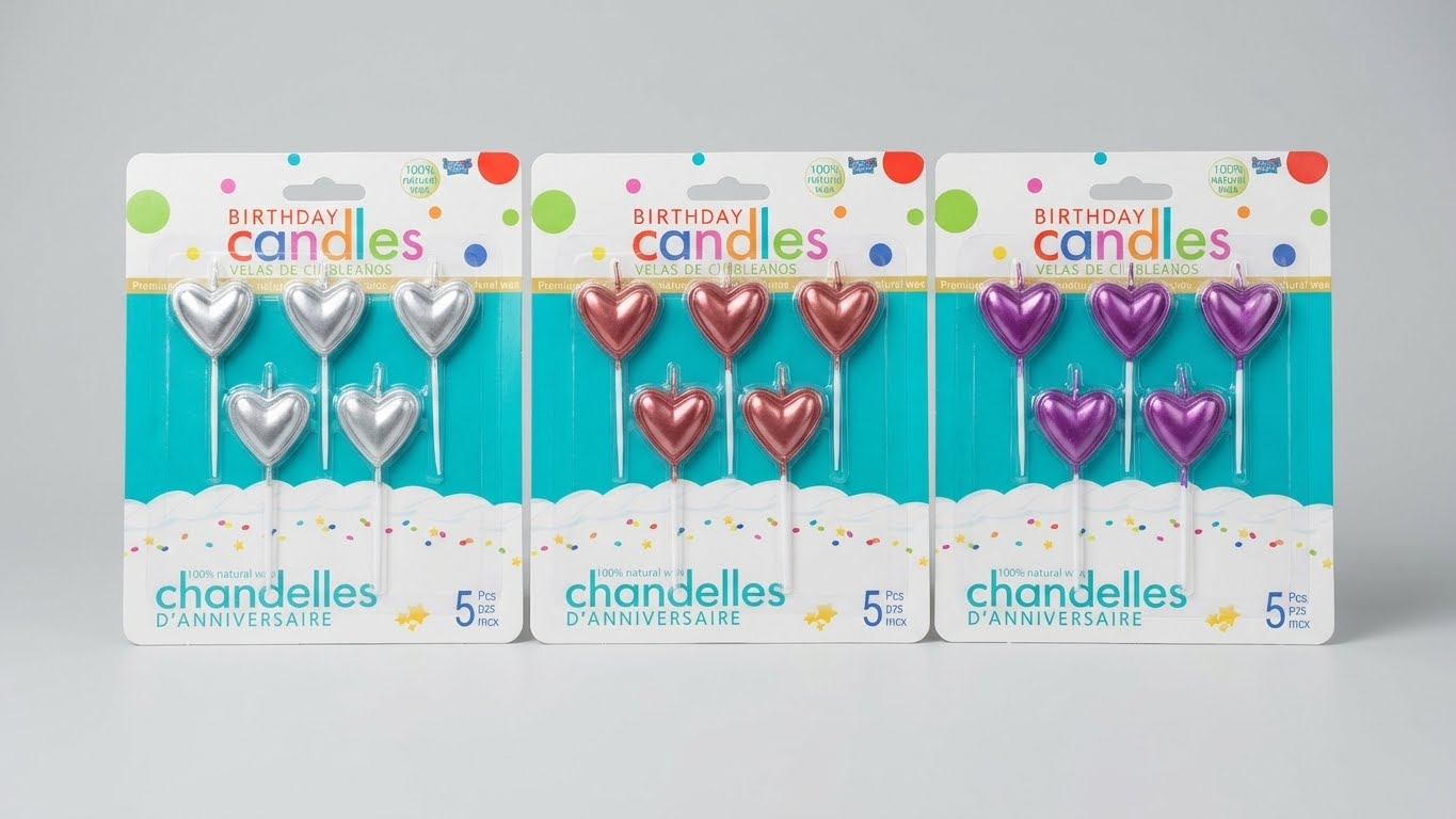 شموع عيد ميلاد شكل قلوب – 5 قطع