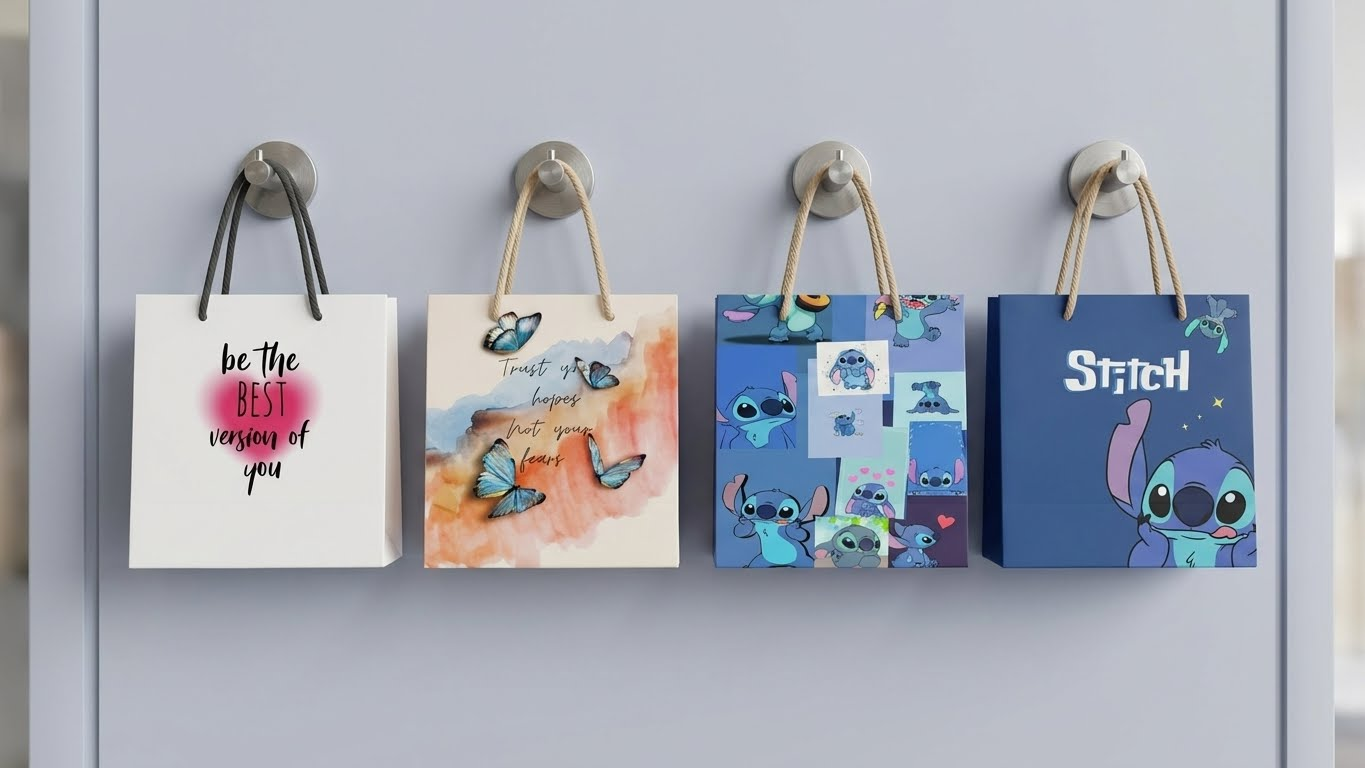 أكياس هدايا كرتون فاخرة – تصميمات عبارات وشخصيات كرتونية