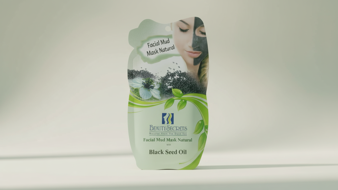 ماسك طين طبيعي للوجه بزيت حبة البركة – Beauty Secrets (من البحر الميت)