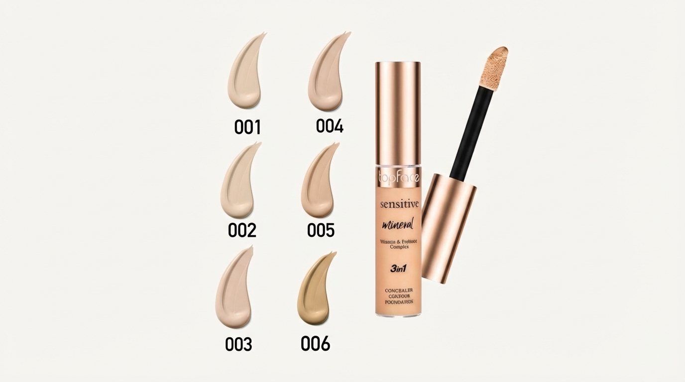 كونسيلر وكونتور وكريم أساس 3 في 1 للبشرة الحساسة من توب فيس، مكس