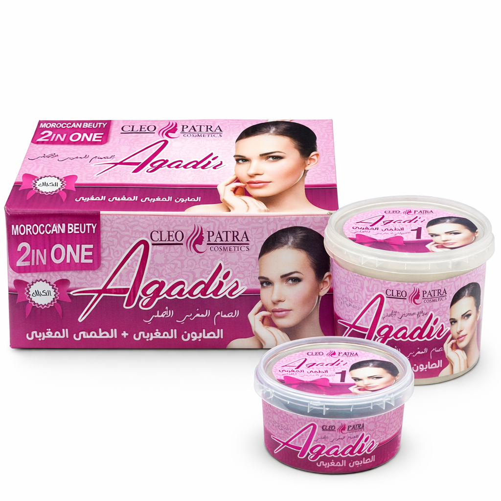طقم أغادير المغربي 2 في 1 – صابون مغربي + طين مغربي – Cleo Patra