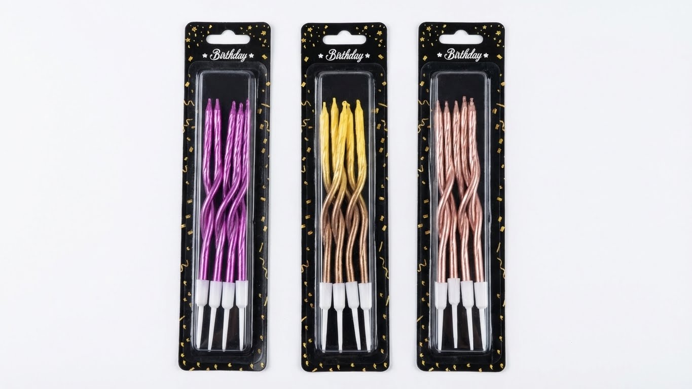 شموع عيد ميلاد حلزونية (سبايرال) – ألوان ميتالك