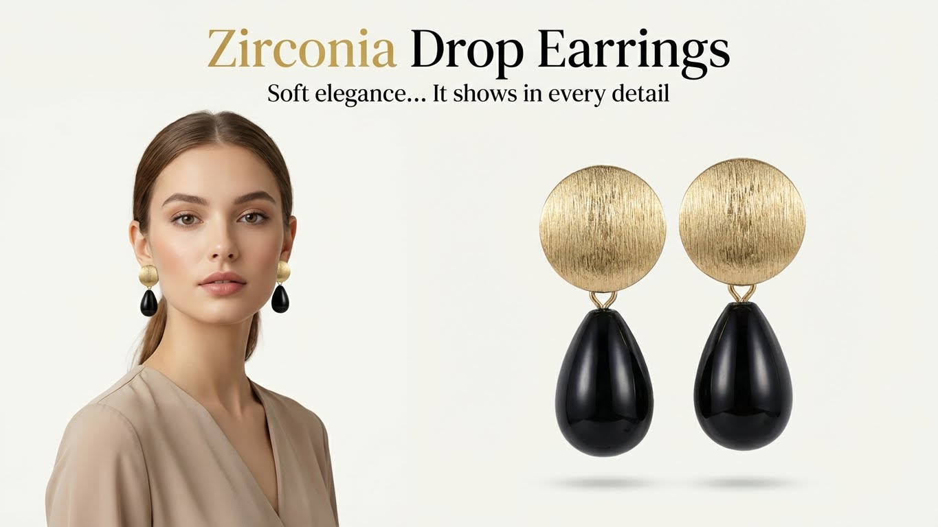 Zirconia Black Drop Earrings