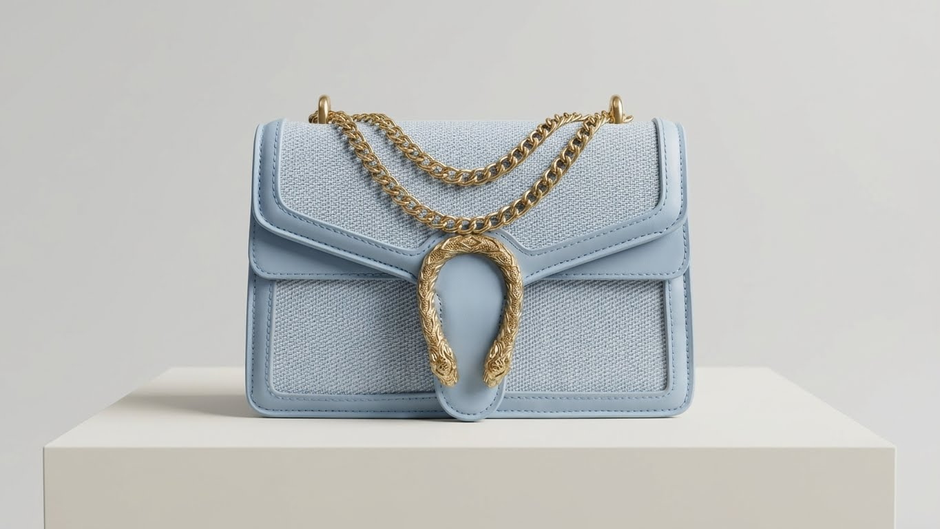 👜 شنطة كتف نسائية أنيقة باللون الأزرق الفاتح