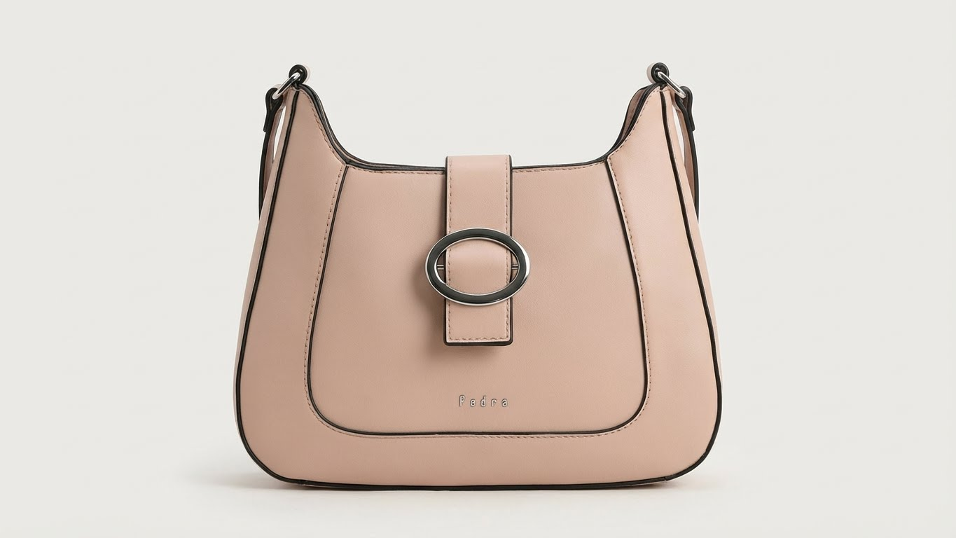 👜 شنطة كتف نسائية أنيقة بإبزيم معدني – لون وردي هادئ