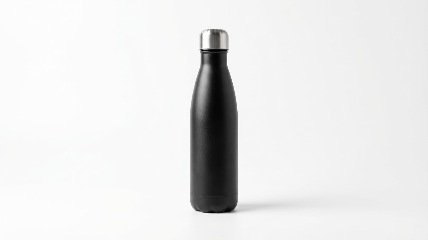 🖤 زجاجة مياه حرارية ستانلس ستيل – أسود مطفي (450 مل)