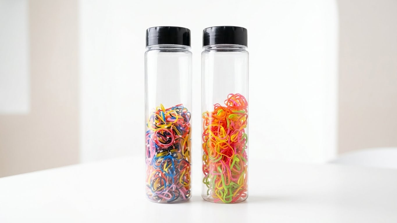 ربطات شعر مطاطية رفيعة متعددة الألوان – بدون معدن