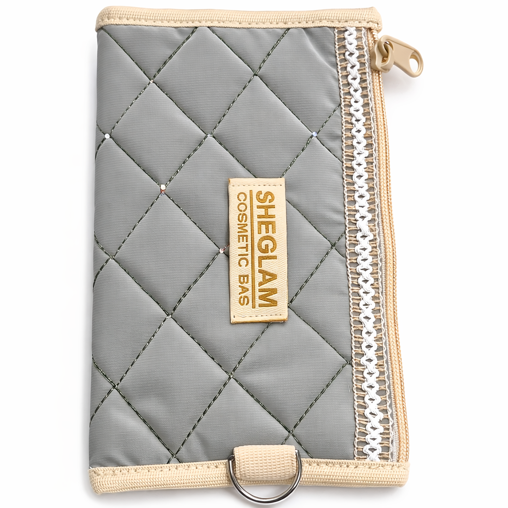 حقيبة مستحضرات تجميل مبطنة بسحاب