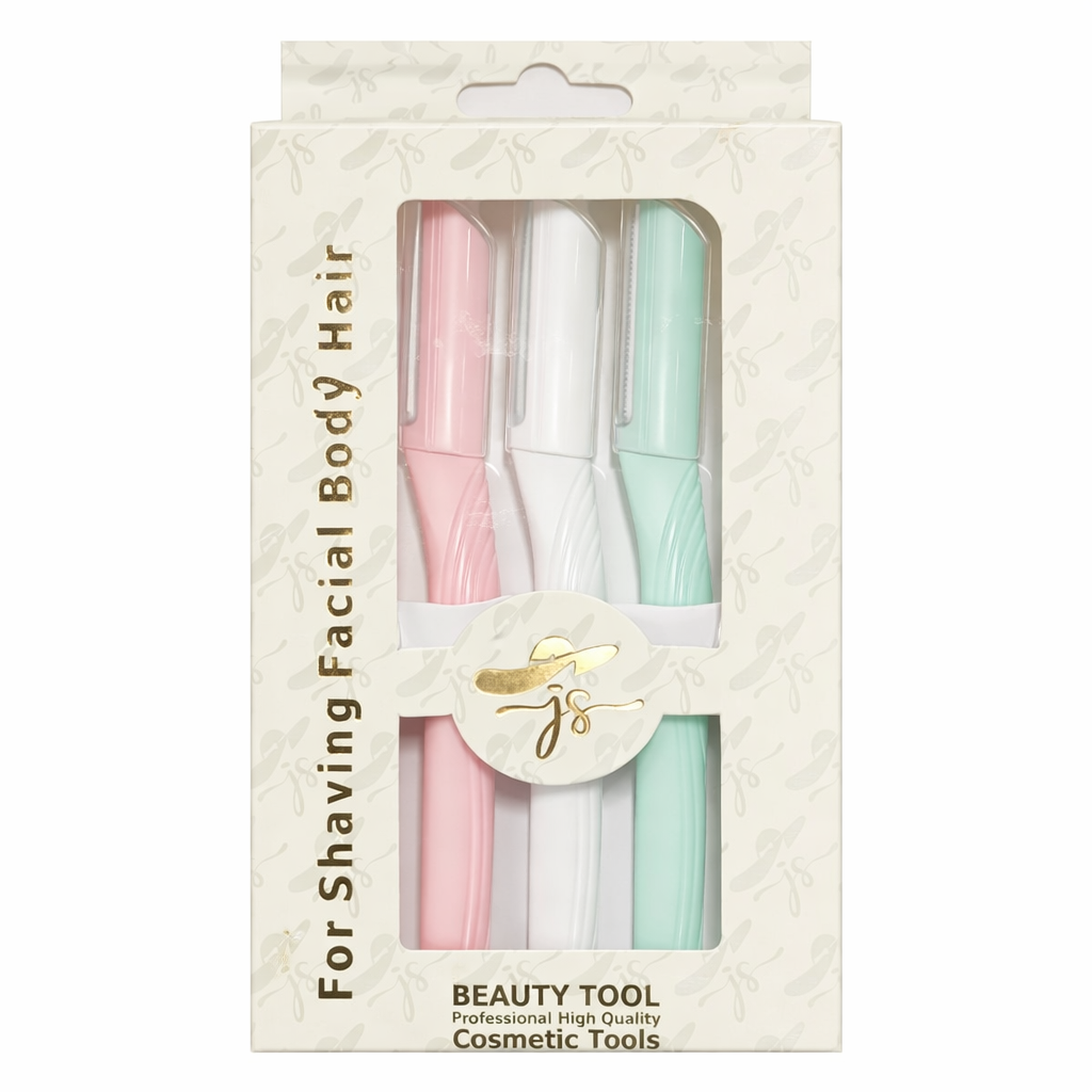 مجموعة شفرات إزالة شعر الوجه والحواجب الاحترافية – 3 قطع بألوان باستيل