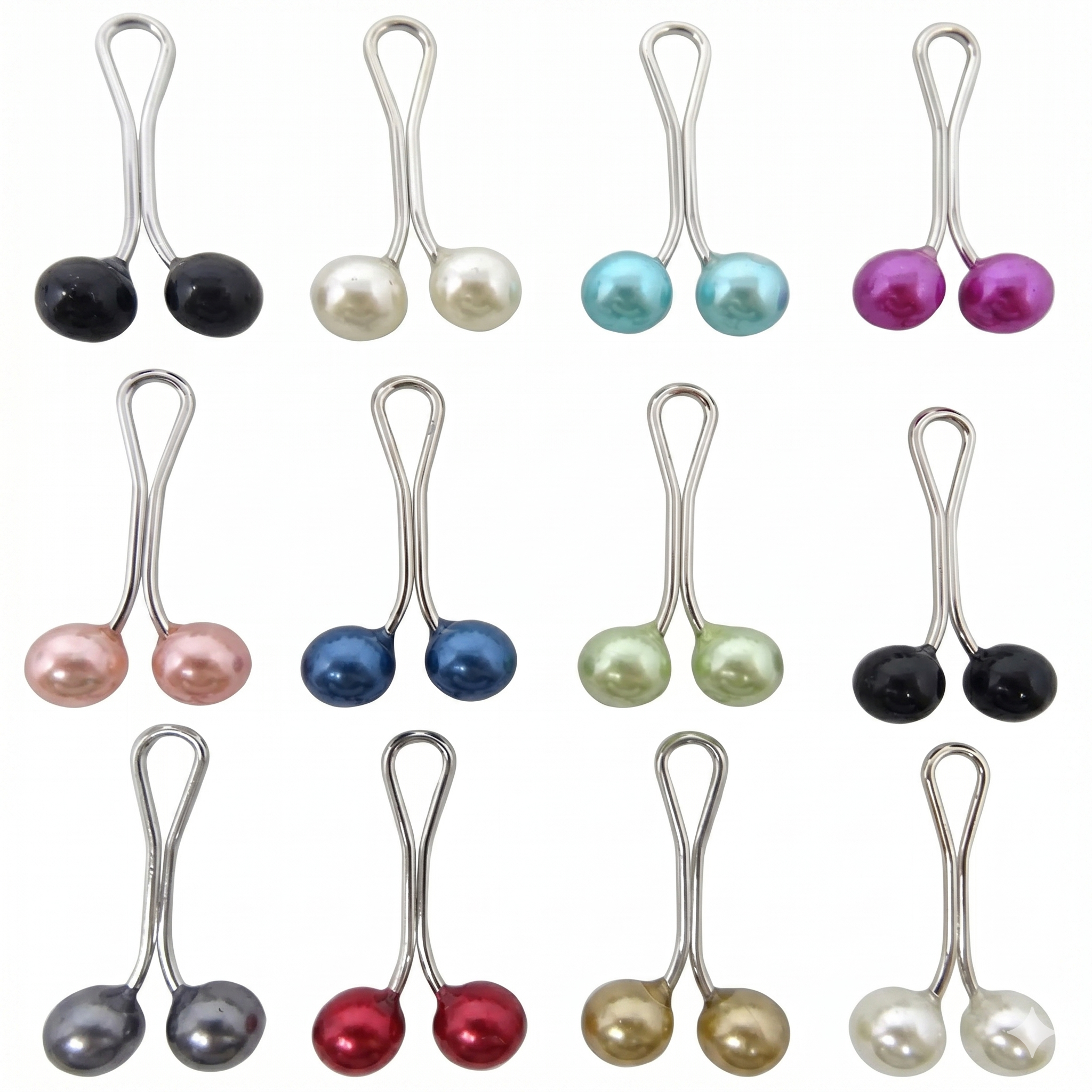 دبابيس طرحة كريستال ولؤلؤ شيك (باكت 12 قطعة) – إكسسوار فاخر للطرحة والملابس – Honbay Hijab Crystal Pins