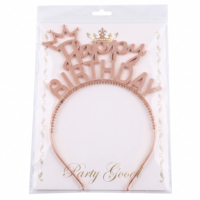 طوق شعر (هيد باند) "Happy Birthday" باللون الروز جولد