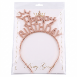 طوق شعر (هيد باند) "Happy Birthday" باللون الروز جولد