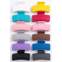 مجموعة ملاقط شعر مات كبيرة بنقشة بارزة مضادة للانزلاق - ألوان متعددة | Large Matte Textured Claw Clips Set - Multi Colors