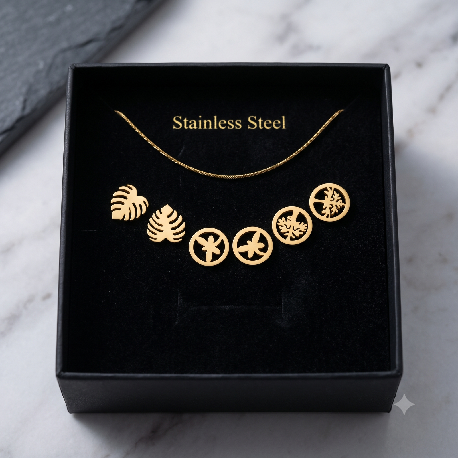 طقم حلقان نسائية ذهبية ستانلس ستيل Hypoallergenic Gold Stainless Steel Stud Earrings Set for Women طقم حلقان نسائية ذهبية ستانلس ستيل Hypoallergenic Gold Stainless Steel Stud Earrings Set for Women