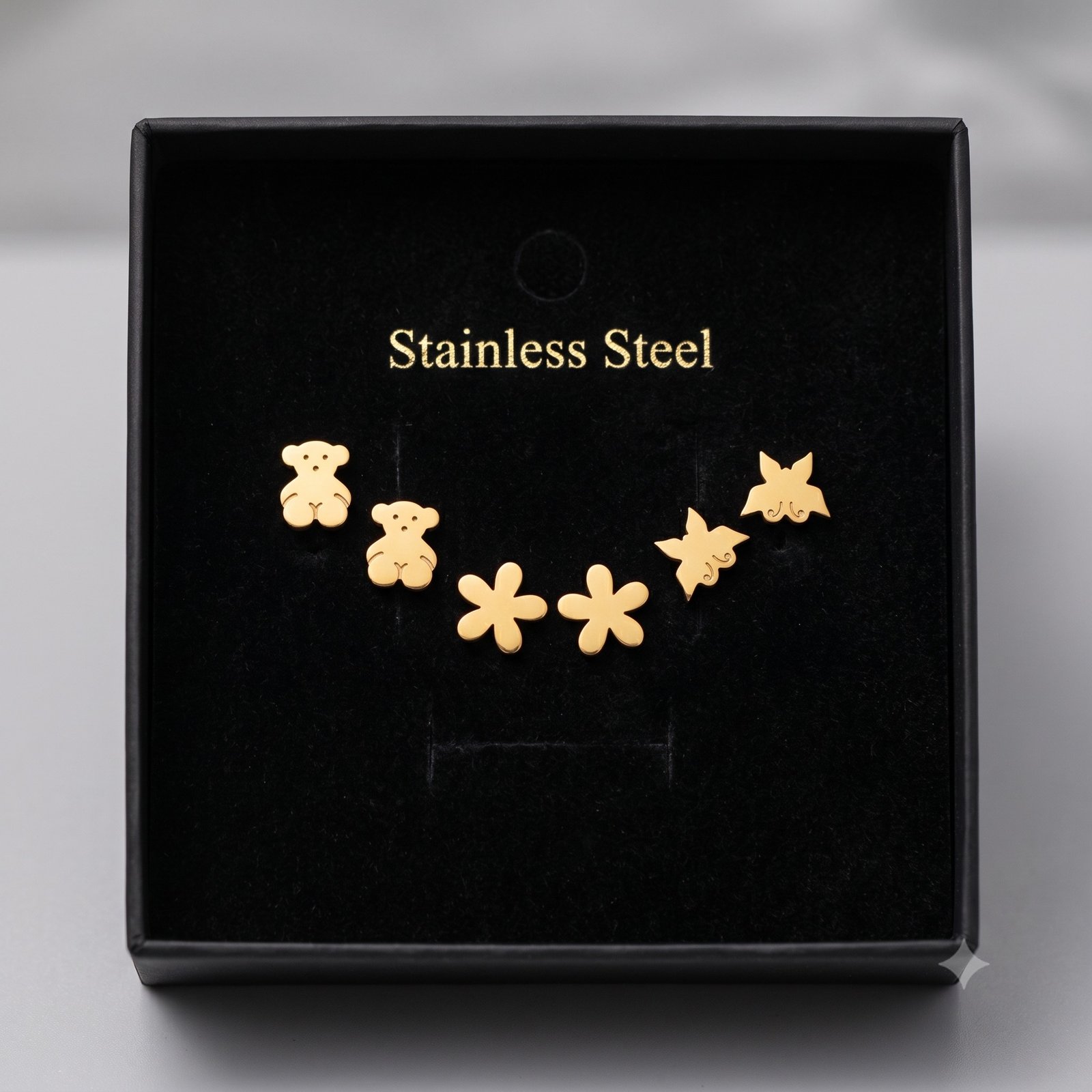 طقم حلقان نسائية ذهبية ستانلس ستيل Hypoallergenic Gold Stainless Steel Stud Earrings Set for Women طقم حلقان نسائية ذهبية ستانلس ستيل Hypoallergenic Gold Stainless Steel Stud Earrings Set for Women