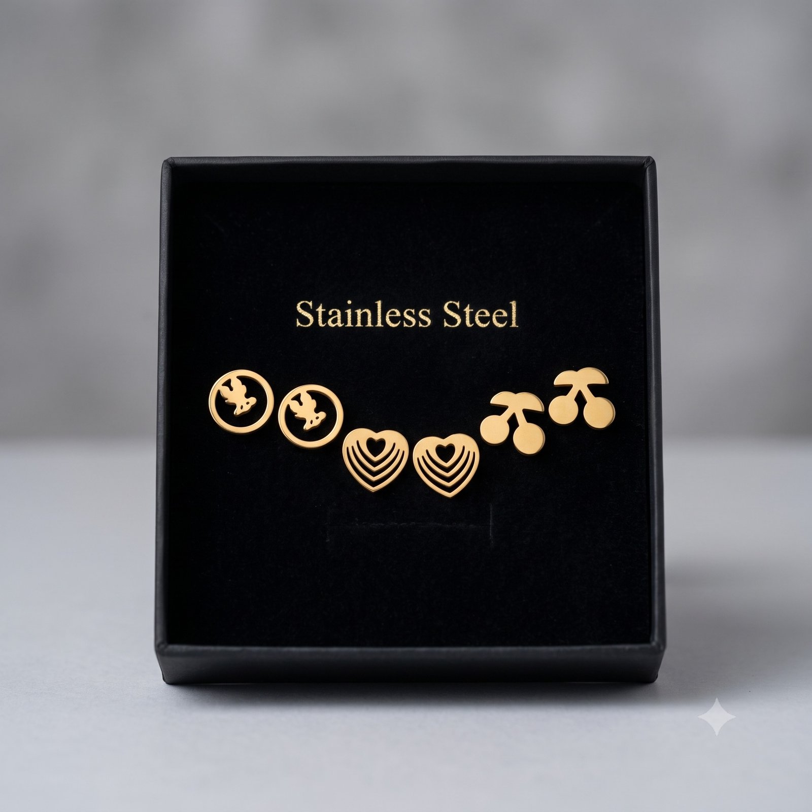 طقم حلقان نسائية ذهبية ستانلس ستيل Hypoallergenic Gold Stainless Steel Stud Earrings Set for Women طقم حلقان نسائية ذهبية ستانلس ستيل Hypoallergenic Gold Stainless Steel Stud Earrings Set for Women